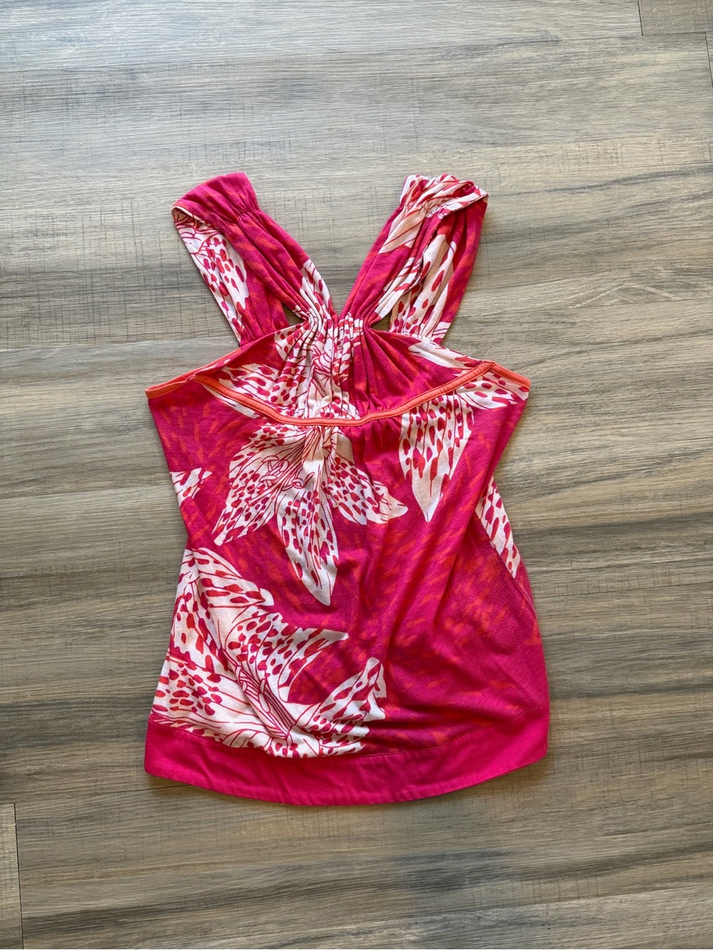Ric Rac Pink Tropical Floral Twist Neck Tank Top Size Small